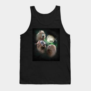 3 Three Capybara Moon, Wolf Wolves Howling Tank Top